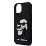 Karl Lagerfeld 3D gumový zadný kryt Karl and Choupette pre iPhone 13 Black