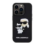 Karl Lagerfeld 3D gumový zadný kryt Karl and Choupette pre iPhone 13 Pro Black