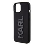 Karl Lagerfeld 3D gumový zadný kryt s trblietavým logom Karl pre iPhone 15 Black