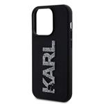 Karl Lagerfeld 3D gumový zadný kryt s trblietavým logom Karl pre iPhone 15 Pro Max Black