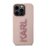 Karl Lagerfeld 3D gumový zadný kryt s trblietavým logom Karl pre iPhone 15 Pro Pink