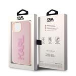 Karl Lagerfeld 3D Rubber Glitter Logo Karl Zadní Kryt pro iPhone 15 Pink
