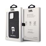 Karl Lagerfeld Fixed Glitter Metal Ikonik Zadní Kryt pro iPhone 15 Pro Max Black