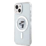 Karl Lagerfeld IML Glitter Karl and Choupette MagSafe Zadní Kryt pro iPhone 15 Transparent