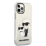 Karl Lagerfeld IML Glitter Karl and Choupette NFT Zadný kryt pre iPhone 12/12 Pro Transparent