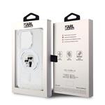 Karl Lagerfeld IML Glitter Karl and Choupette Zadný kryt MagSafe pre iPhone 15 Pro Transparent