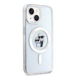 Karl Lagerfeld IML Glitter Karl and Choupette Zadný kryt MagSafe pre iPhone 15 Transparent