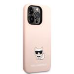 Karl Lagerfeld Liquid Silicone Choupette Zadný kryt pre iPhone 14 Pro Pink