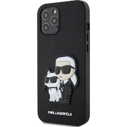 Karl Lagerfeld PU Saffiano Karl and Choupette NFT Zadní Kryt pro iPhone 12 Pro Max Black