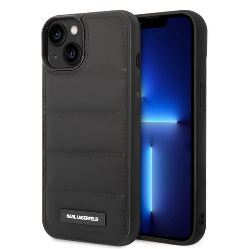 Karl Lagerfeld Quilted Puffy Metal Logo Zadný kryt pre iPhone 15 Black