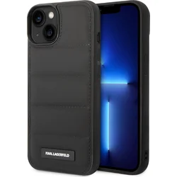 Karl Lagerfeld Quilted Puffy Metal Logo Zadný kryt pre iPhone 15 Black
