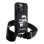 Karl Lagerfeld Saffiano Crossbody Karl and Choupette NFT Cover pre iPhone 14 Pro Black