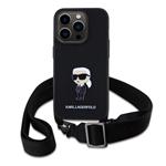 Karl Lagerfeld Saffiano Crossbody Metal Ikonik Zadní Kryt pro iPhone 15 Pro Black
