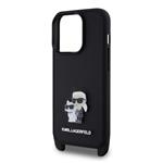 Karl Lagerfeld Saffiano Crossbody Metal Karl and Choupette Zadný kryt pre iPhone 15 Pro Black