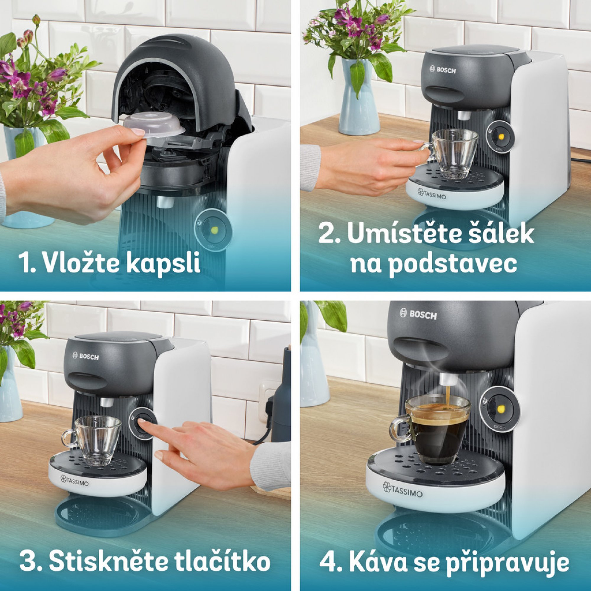Kávovar na kapsule Bosch Tassimo Finesse TAS16B4, sivo-biely