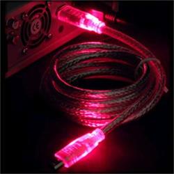 KB SHARKOON LUMINOUS FIREWIRE KABEL 6pin-6pin, červený, 2m