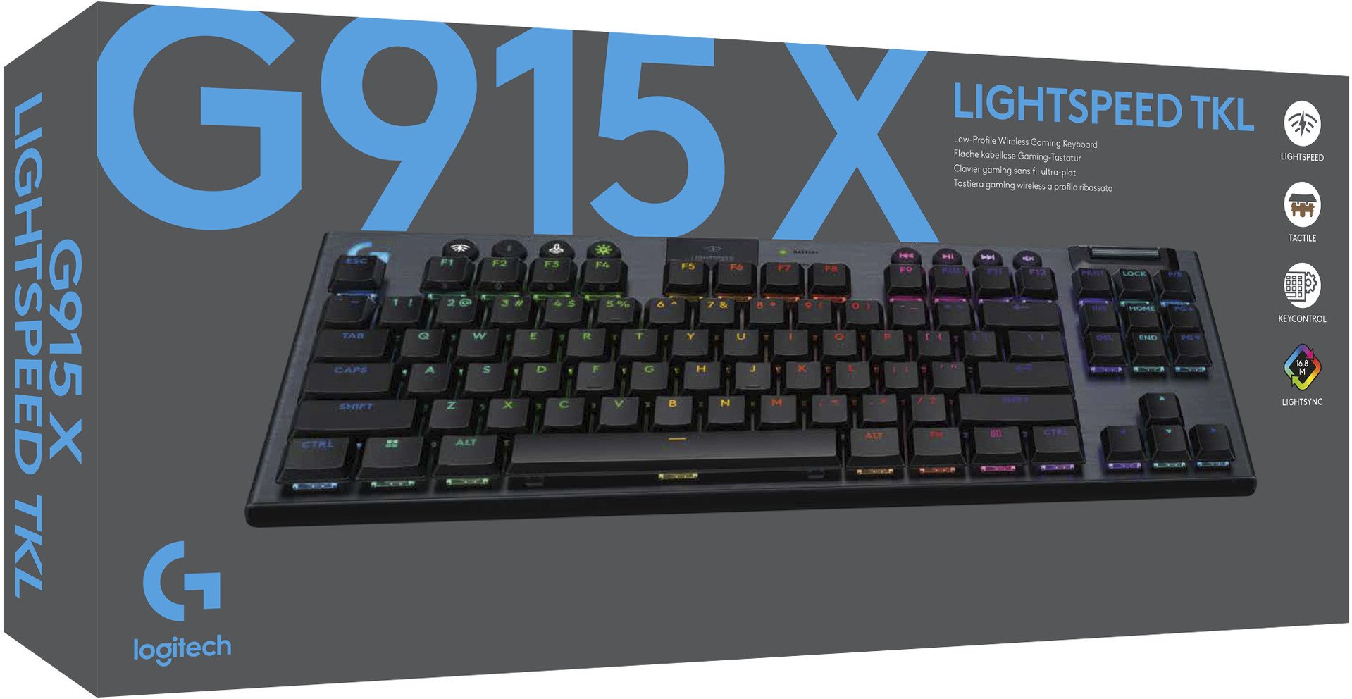 KBC Logitech klávesnice Tactile - G915 TKL X - US INTL, černá, bezdrátová