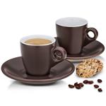 KELA 2dílná sada šálků s podšálky na espresso MATTIA, 50 ml, hnědá