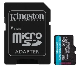KINGSTON micro SDXC 512GB Canvas Go! Plus A2 U3 V30 170MB/s + SD adaptér SDCG3/512GB - Paměťové karty