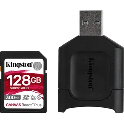 KINGSTON SDHC 128GB Canvas React Plus UHS-II V90 (čtení/zápis: 300/260MB/s) + čtečka MLPR2/128GB - Paměťové karty