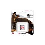 KINGSTON SDXC 64GB Canvas React Plus UHS-II V90 (čtení/zápis: 300/260MB/s)