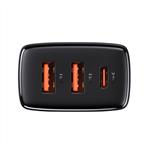 Kompaktný rýchlonabíjací adaptér Baseus 2x USB-A, 1x USB-C 30W čierny