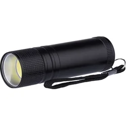 Kovová LED baterka, 3W COB LED, 3x AAA čierna