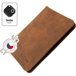 Kožená peňaženka FIXED Smile Passport so smart trackerom FIXED Smile Motion, veľkosť cestovného pasu, hnedá FIXSM-SP-BRW