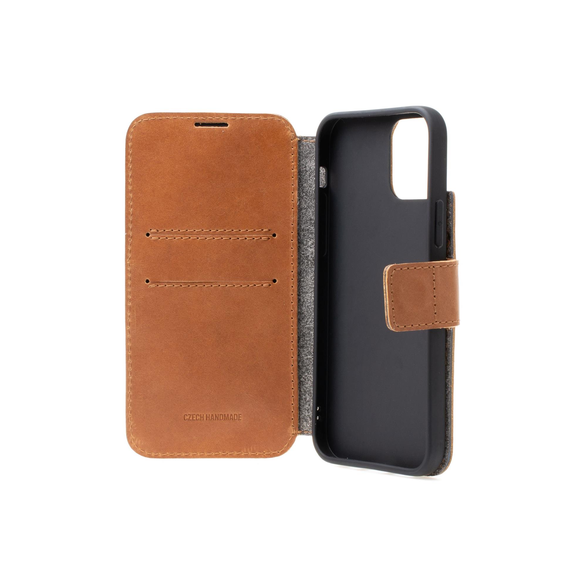 Kožené puzdro typu kniha FIXED ProFit pre Apple iPhone 14 Plus, hnedé