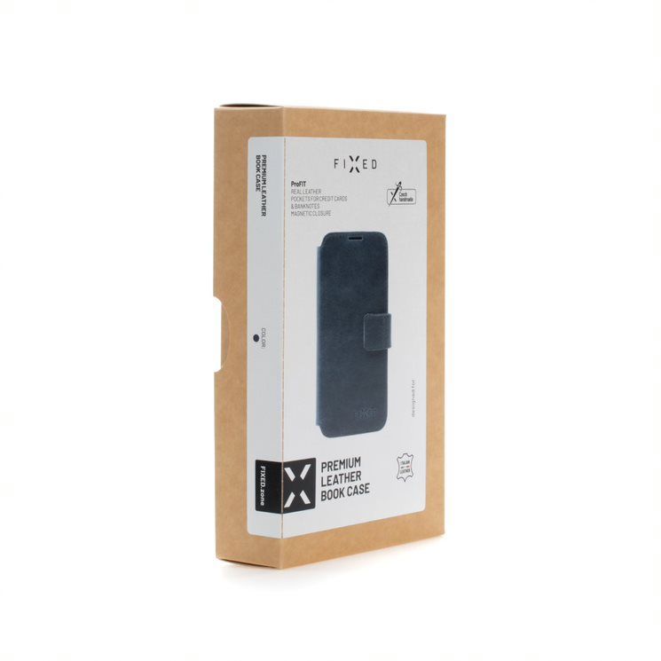 Kožené puzdro typu kniha FIXED ProFit pre Apple iPhone 14 Plus, modré