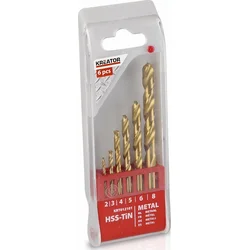 Kreator KRT012101 - 6 ks HSS Vrtáků do kovu TIN 2-3-4-5-6-8 mm