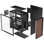 Krux skříň Palum / ATX / 2x120 mm fan / 2xUSB 2.0 / USB-C / dřevěné elementy / temperované sklo / černá