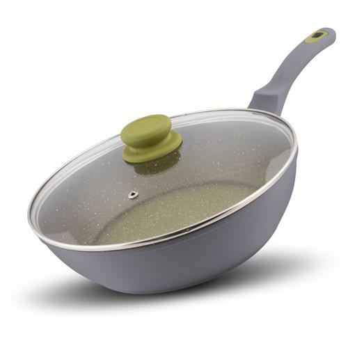 Lamart LT1196 WOK pánev s poklicí OLIVE, 28 cm