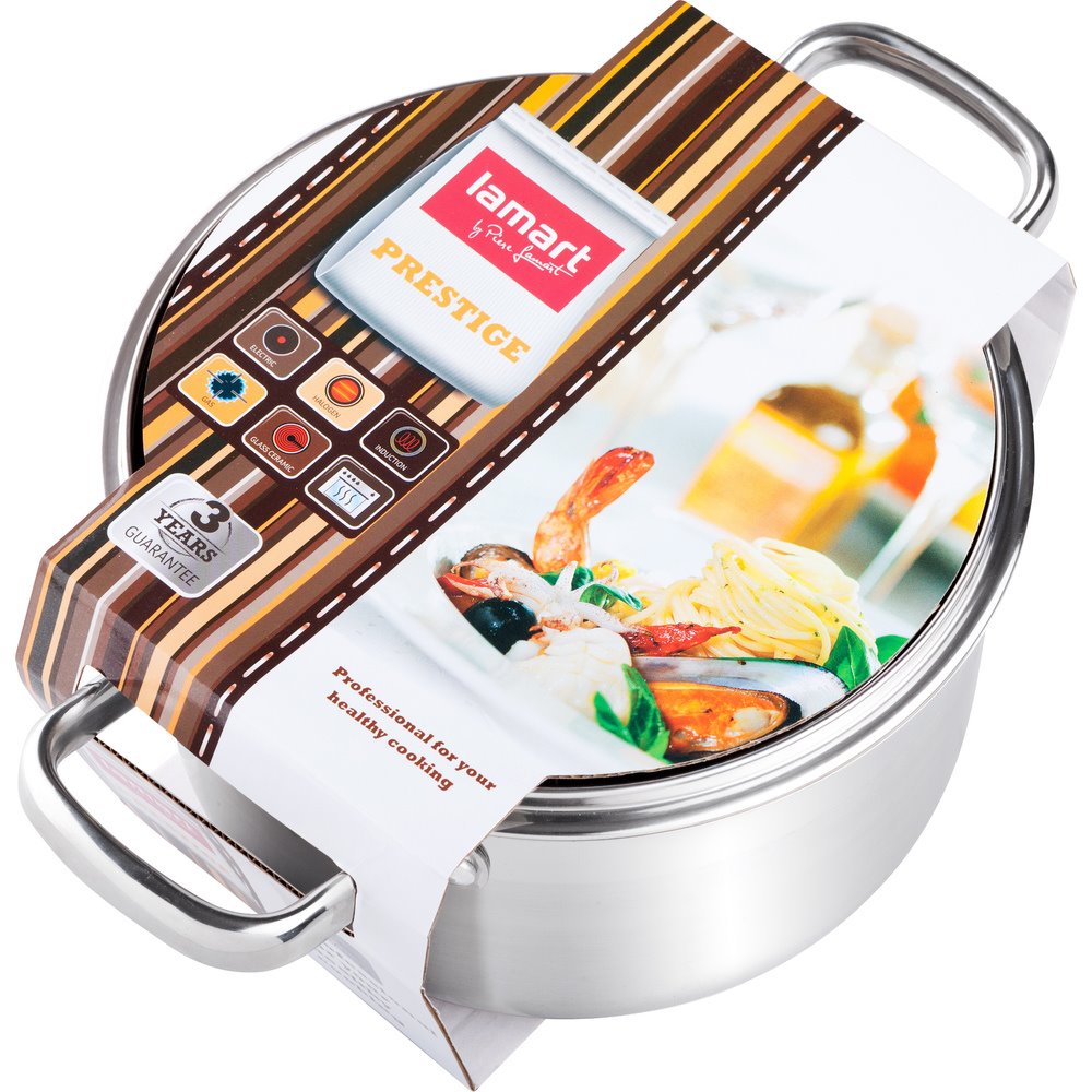 Lamart LTSS1810 Nerezový hrniec so sklenenou pokrievkou PRESTIGE, 2,5 l