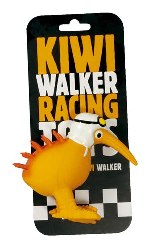 Latexová hračka Kiwi Walker Squeaky Racer, veľkosť 10,5 cm, biela prilba