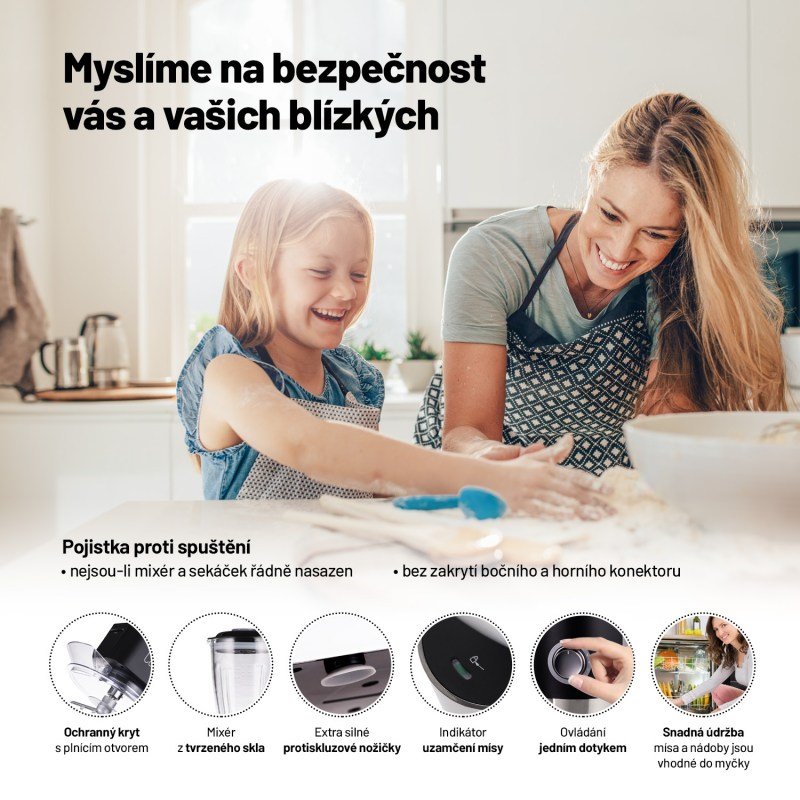 Lauben Kitchen Machine 1200BC - viacúčelový kuchynský robot, čierny