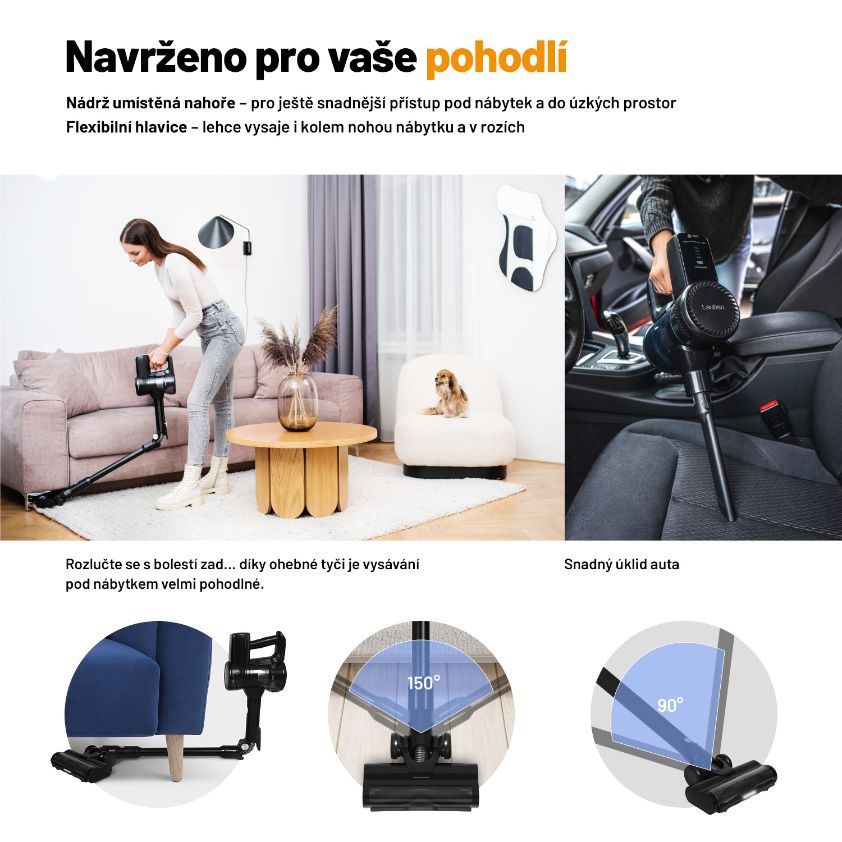 Lauben Stick Vacuum & Mop 3in1 Pet Deluxe 400BC - tyčový vysavač 3v1