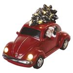 LED červené auto so Santom, 12,5 cm, 3x AA, vnútorné, teplá biela