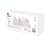 LED dekorace dřevěná bílá – vesnička, 16 cm, 2x AA, vnitřní, teplá bílá, časovač