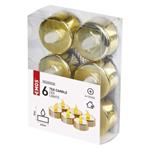 LED dekorácia - čajová sviečka zlatá, CR2032, interiérová, vintage, 6 ks