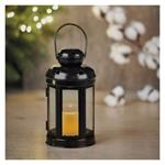LED lucerna černá, kulatá, 18,5 cm, 1x CR2032, vnitřní, vintage, časovač