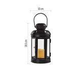 LED lucerna černá, kulatá, 18,5 cm, 1x CR2032, vnitřní, vintage, časovač