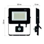 LED reflektor SIMPO so senzorom pohybu, 50 W, čierny, neutrálna biela