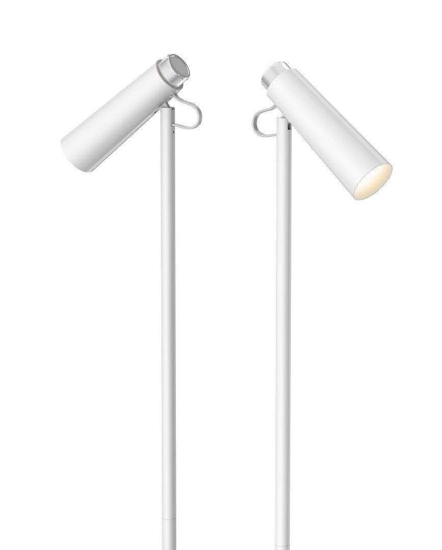 LED stojacia lampa Immax TIT, biela so striebornými prvkami, CCT
