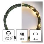 LED vánoční nano řetěz zelený, 4 m, venkovní i vnitřní, teplá bílá, časovač