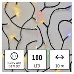 LED vánoční řetěz 2v1, 10 m, venkovní i vnitřní, teplá bílá/multicolor, programy