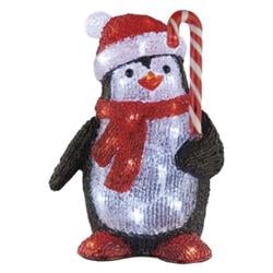 LED vánoční tučňák, 30,5 cm, venkovní i vnitřní, studená bílá