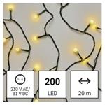LED vianočná čerešňová reťaz - gule, 20 m, vnútorná a vonkajšia, teplá biela, časovač