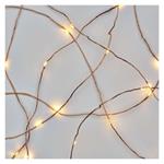 LED vianočná nano reťaz medená, 0,9 m, 2x AA, vnútorná, teplá biela, časovač