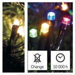 LED vianočná reťaz 2v1, 10 m, vnútorná a vonkajšia, teplá biela/veľmi farebná, programy